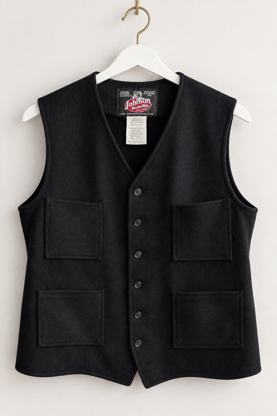 Johnson Woolen Mills Black Wool Vest – Medium Tall – Heritage Workwear